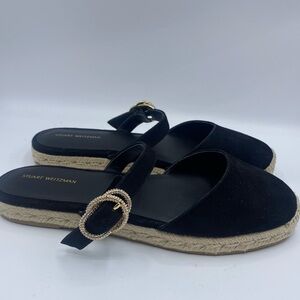 Stuart Weitzman Crystal Buckle
Suede‎ Espadrille In Black